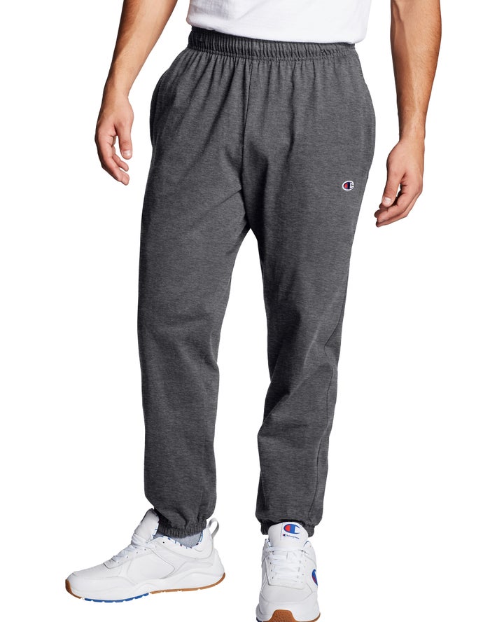 Champion Mens Pants NZ - Closed Bottom Jersey Dark Grey ( 0541-GMSTU )